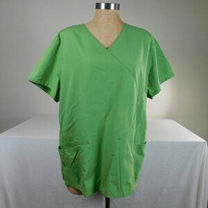 SB Scrubs Women Bright Aloe Green V-Neck Pullover Cinch Waist Pockets Size XL